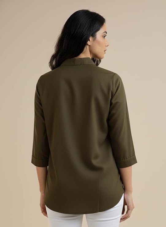 mirhanika women long shirt soft viscose rayon stylish hemline solid casual top western tunic shirt office formal wear mirhanika women long shirt soft viscose rayon stylish hemline solid casual top western tunic shirt office formal wear