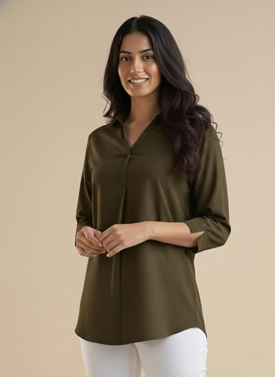 mirhanika women long shirt soft viscose rayon stylish hemline solid casual top western tunic shirt office formal wear mirhanika women long shirt soft viscose rayon stylish hemline solid casual top western tunic shirt office formal wear