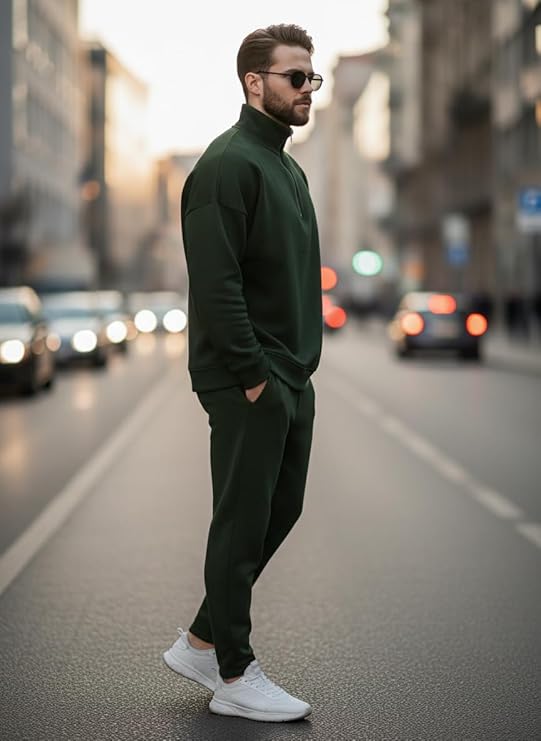 mack jonney solid half zipper track suit for men | co ord set | warm fleece tracksuit set | full sleeve sweatshirt mack jonney solid half zipper track suit for men | co ord set | warm fleece tracksuit set | full sleeve sweatshirt