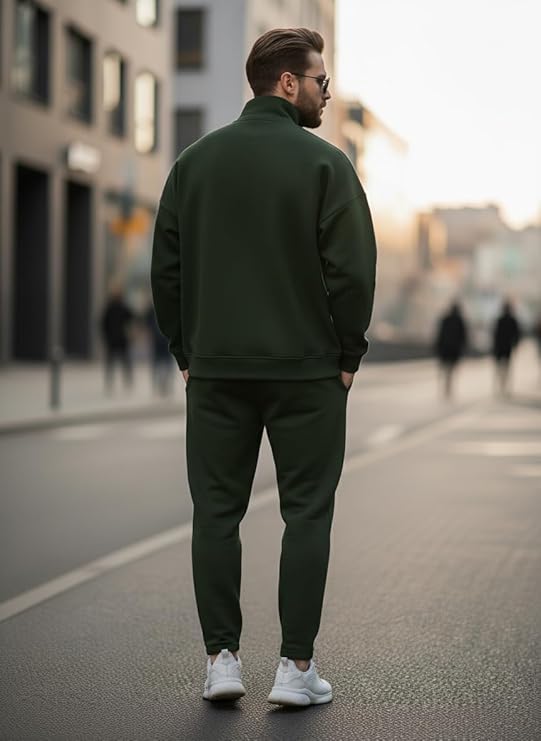 mack jonney solid half zipper track suit for men | co ord set | warm fleece tracksuit set | full sleeve sweatshirt mack jonney solid half zipper track suit for men | co ord set | warm fleece tracksuit set | full sleeve sweatshirt