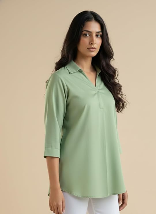 mirhanika women long shirt soft viscose rayon stylish hemline solid casual top western tunic shirt office formal wear mirhanika women long shirt soft viscose rayon stylish hemline solid casual top western tunic shirt office formal wear