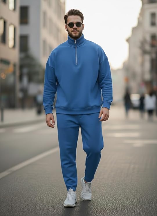 mack jonney solid half zipper track suit for men | co ord set | warm fleece tracksuit set | full sleeve sweatshirt mack jonney solid half zipper track suit for men | co ord set | warm fleece tracksuit set | full sleeve sweatshirt