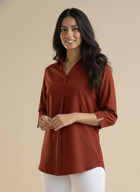 mirhanika women long shirt soft viscose rayon stylish hemline solid casual top western tunic shirt office formal wear mirhanika women long shirt soft viscose rayon stylish hemline solid casual top western tunic shirt office formal wear