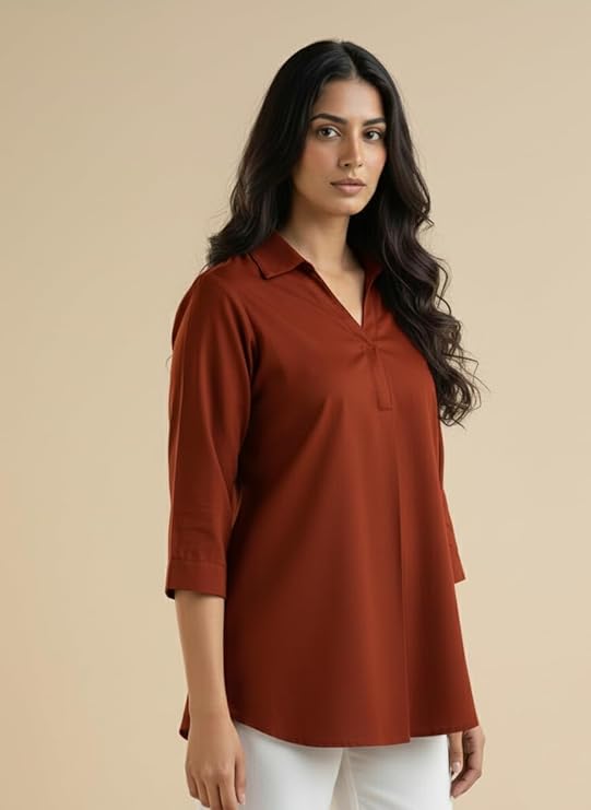 mirhanika women long shirt soft viscose rayon stylish hemline solid casual top western tunic shirt office formal wear mirhanika women long shirt soft viscose rayon stylish hemline solid casual top western tunic shirt office formal wear