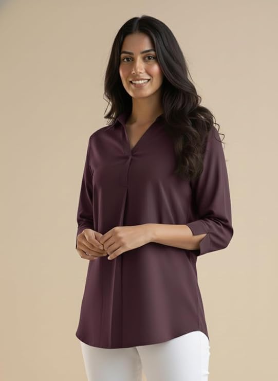 mirhanika women long shirt soft viscose rayon stylish hemline solid casual top western tunic shirt office formal wear mirhanika women long shirt soft viscose rayon stylish hemline solid casual top western tunic shirt office formal wear