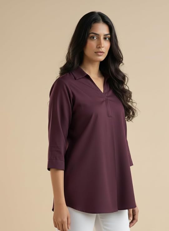 mirhanika women long shirt soft viscose rayon stylish hemline solid casual top western tunic shirt office formal wear mirhanika women long shirt soft viscose rayon stylish hemline solid casual top western tunic shirt office formal wear