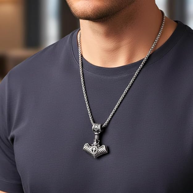 the men thing pendant for men pure titanium steel pendant viking collection with 24inch round box chain for men & boy the men thing pendant for men pure titanium steel pendant viking collection with 24inch round box chain for men & boy