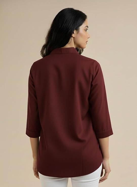 mirhanika women long shirt soft viscose rayon stylish hemline solid casual top western tunic shirt office formal wear mirhanika women long shirt soft viscose rayon stylish hemline solid casual top western tunic shirt office formal wear