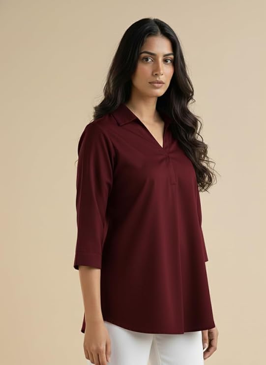 mirhanika women long shirt soft viscose rayon stylish hemline solid casual top western tunic shirt office formal wear mirhanika women long shirt soft viscose rayon stylish hemline solid casual top western tunic shirt office formal wear