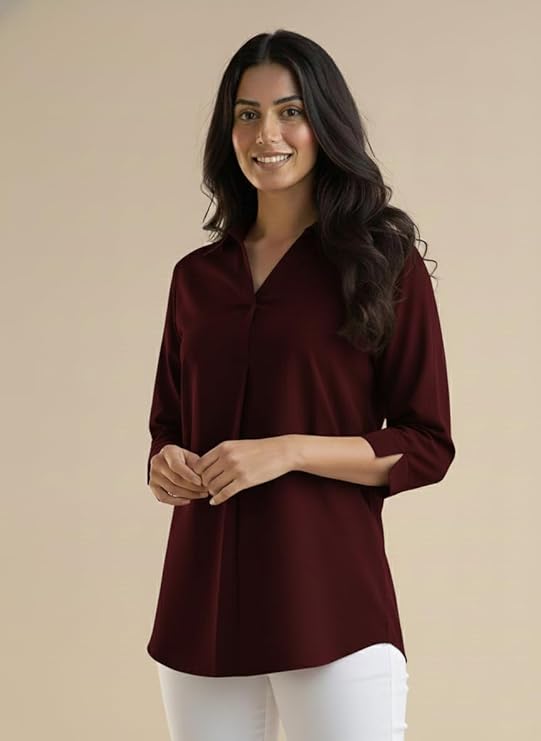 mirhanika women long shirt soft viscose rayon stylish hemline solid casual top western tunic shirt office formal wear mirhanika women long shirt soft viscose rayon stylish hemline solid casual top western tunic shirt office formal wear
