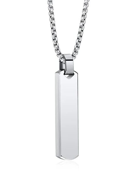 fashion frill silver chain for men stylish stainless steel bar pendant necklace silver chain pendant for men boys love gifts mens jewellery
