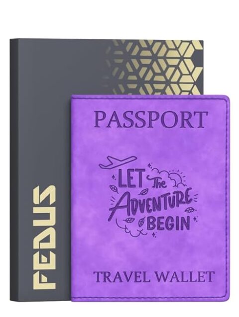 fedus faux leather premium passport holder for men and women passport cover case wallet with credit/debit card, boarding pass slots, rfid protected travel document accessories organiser (copy)