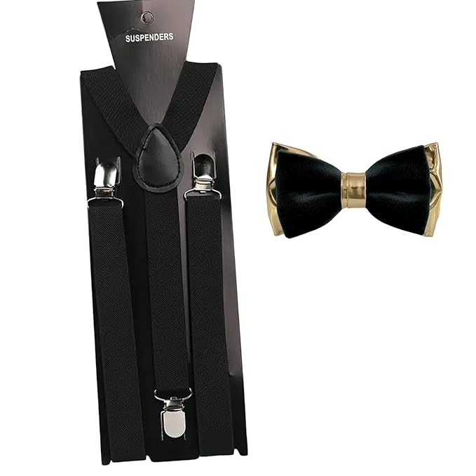 silk satin & gold faux bow tie bowtie + elastic suspenders braces pocket squares for men silk satin & gold faux bow tie bowtie + elastic suspenders braces pocket squares for men
