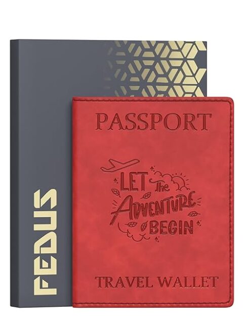 fedus faux leather premium passport holder for men and women passport cover case wallet with credit/debit card, boarding pass slots, rfid protected travel document accessories organiser
