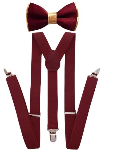 silk satin & gold faux bow tie bowtie + elastic suspenders braces pocket squares for men (copy)