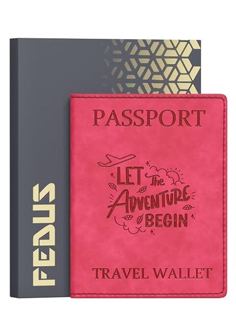 fedus faux leather premium passport holder for men and women passport cover case wallet with credit/debit card, boarding pass slots, rfid protected travel document accessories organiser