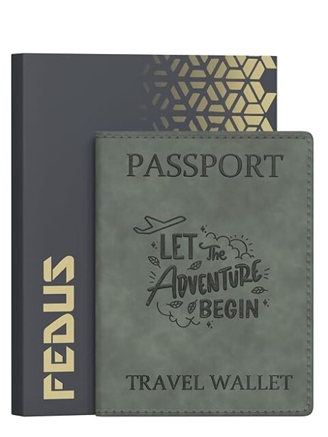 fedus faux leather premium passport holder for men and women passport cover case wallet with credit/debit card, boarding pass slots, rfid protected travel document accessories organiser