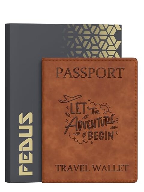 fedus faux leather premium passport holder for men and women passport cover case wallet with credit/debit card, boarding pass slots, rfid protected travel document accessories organiser (copy)