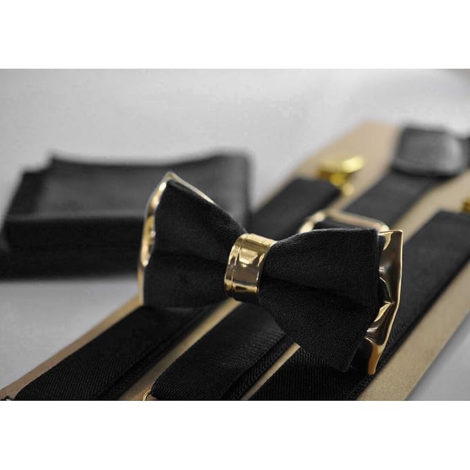 silk satin & gold faux bow tie bowtie + elastic suspenders braces pocket squares for men silk satin & gold faux bow tie bowtie + elastic suspenders braces pocket squares for men