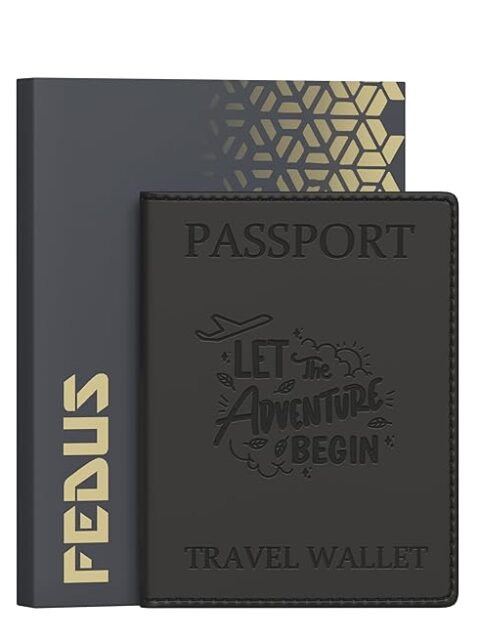 fedus faux leather premium passport holder for men and women passport cover case wallet with credit/debit card, boarding pass slots, rfid protected travel document accessories organiser (copy)