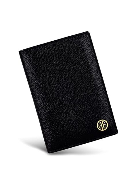 hammonds flycatcher genuine leather passport cover for men, passport cover for women, rfid passport holder for men travel accessories for men, passport bag for men, 3 atm card slots (black)